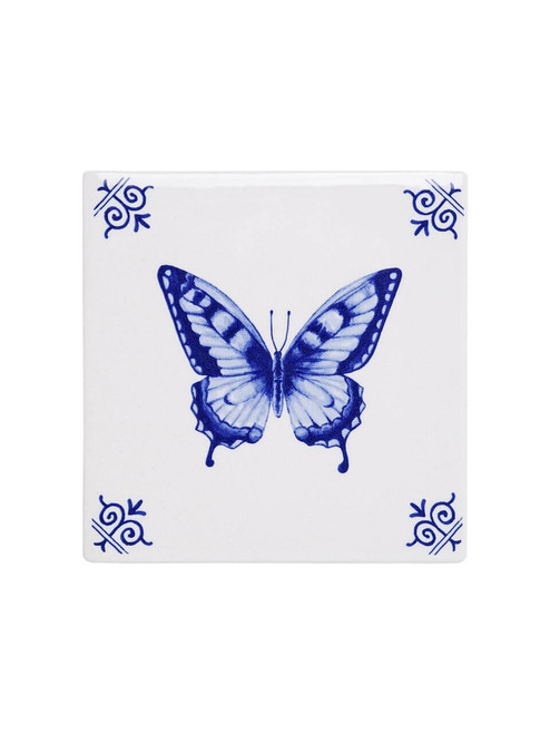 Tegel Vlinder - Delfts blauw - 13 cm
