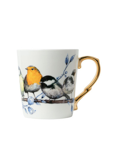 Mug Forest Birds - Delft blue - Gold - Ceramic - 300 ml