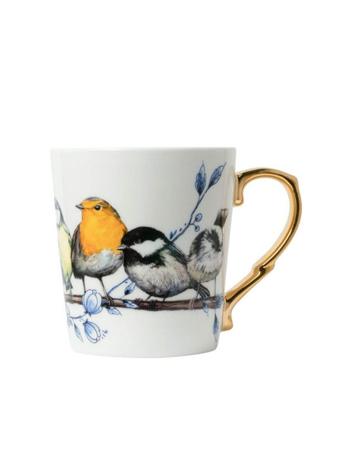 Mok Bosvogels - Delfts blauw - Goud - Keramiek - 300 ml