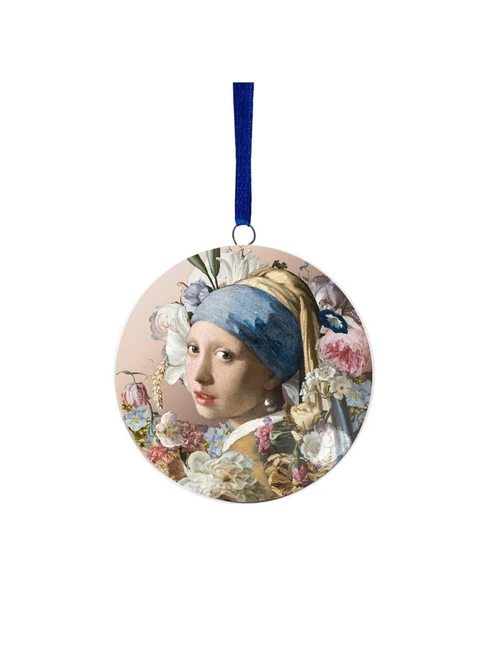 Kerstornament Meisje met de parel - Keramiek - 6 cm