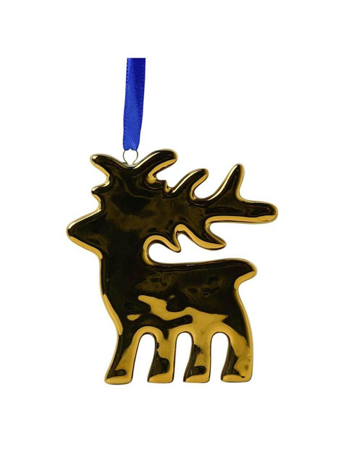 Kerstornament Rendier - Goud - Keramiek - 7 cm