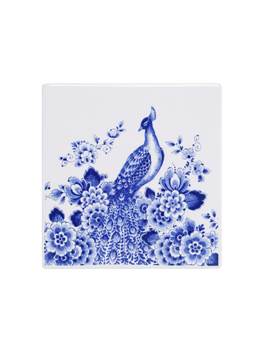 Tile Peacock - Delft blue - 13 cm