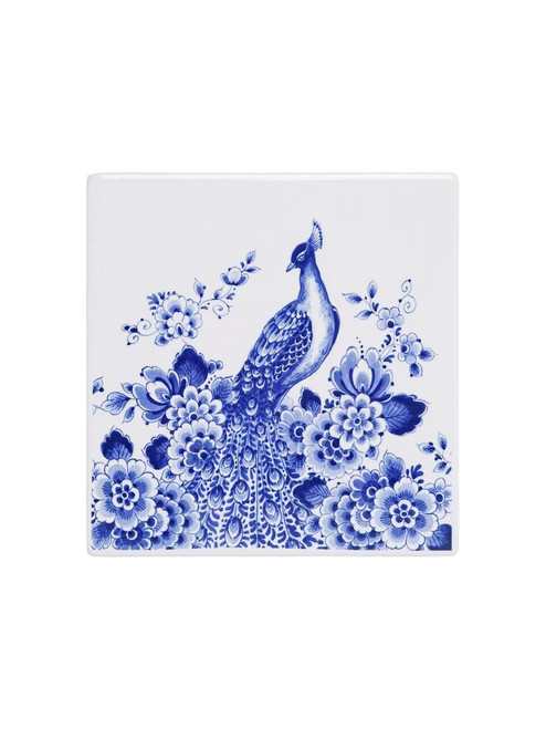 Tile Peacock - Delft blue - 13 cm