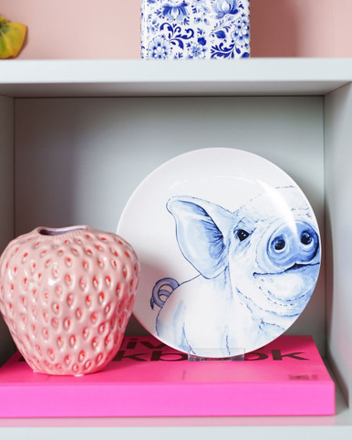 Wall Plate Pig - Delft blue - Ceramic - 20 cm