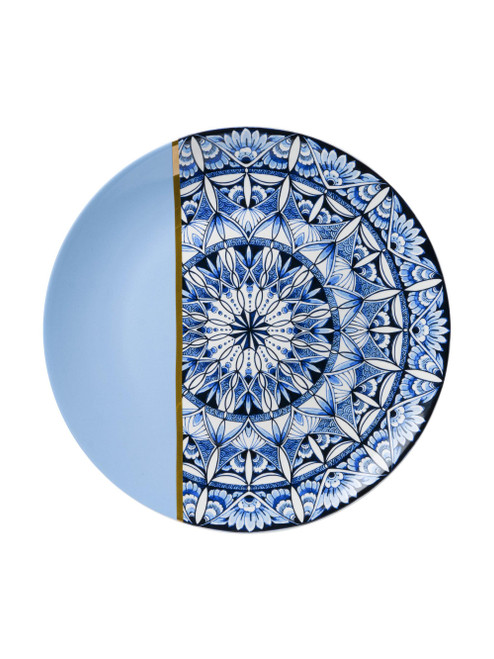  Wandbord met mandala in Delfts blauw