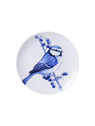 Wandbord Pimpelmees - Delfts blauw - Keramiek - 20 cm