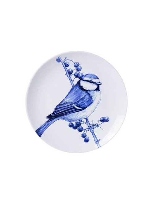 Wandbord Pimpelmees - Delfts blauw - Keramiek - 20 cm