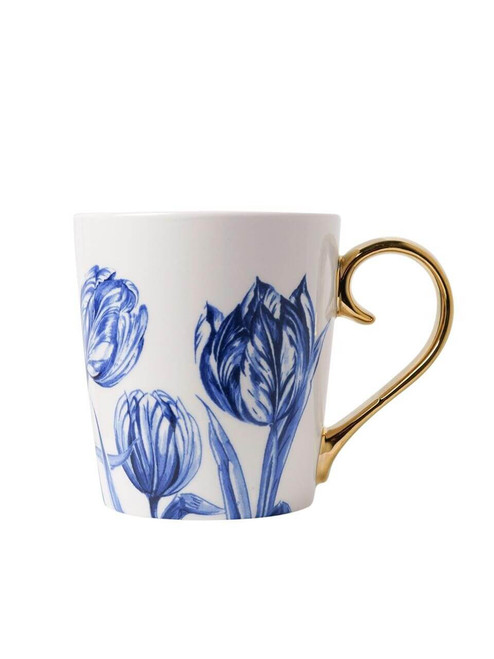 Mok Tulp - Delfts blauw - Goud - Keramiek - 300 ml