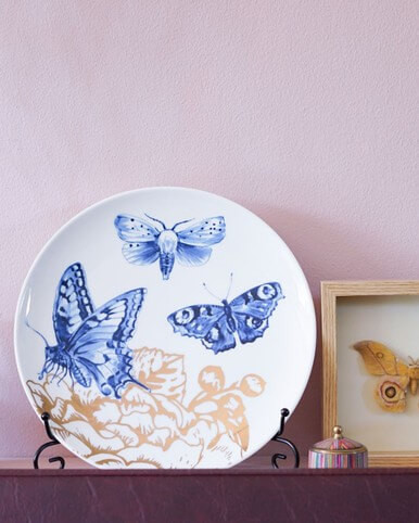 Wandbord Insecten - Vlinders - Keramiek - 26 cm