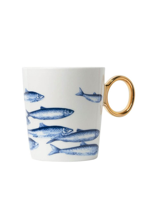 Mug Fish - Delft blue - Gold - Ceramic - 300 ml