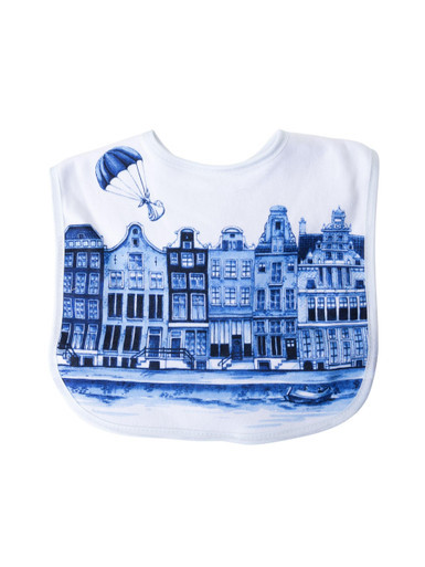 Slabbetje Grachtenpand - Delfts blauw - Katoen