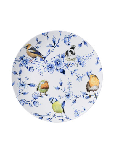 Wandbord Bosvogels met bloesem - Keramiek - 31 cm