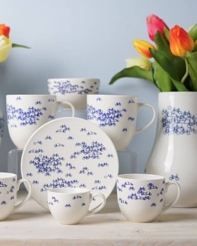 Dessert Plate De Blauwe Fiets - Ceramic - Set of 2 - 16 cm
