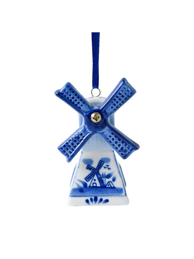 Christmas Ornament - Windmill - Delft blue - Ceramic - 4 cm