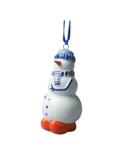 Christmas Ornament - Snowman - Delft blue - Ceramic - 8 cm