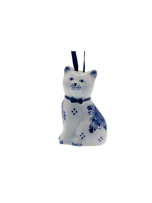 Christmas Ornament Cat - Delft blue - Ceramic - 4 cm
