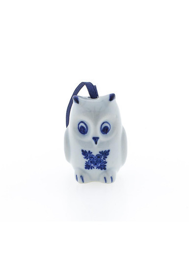 Christmas Ornament Owl - Delft blue - Ceramic - 4 cm