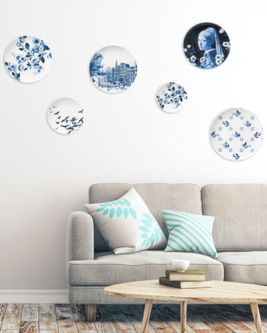 Wall Plate Flowers - Delft blue - 16 cm