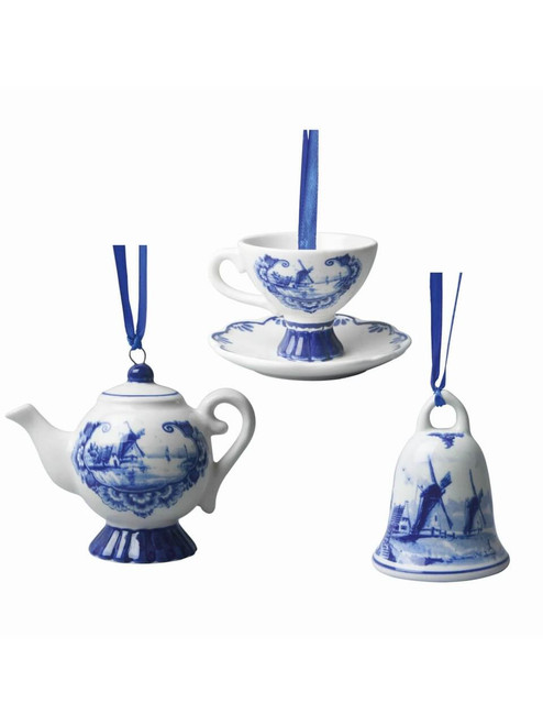 Christmas Ornament Windmill - Delft blue - Set of 3