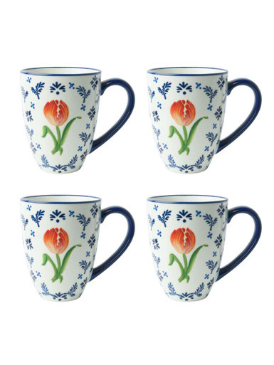 Mok Oranje Tulp - Keramiek - 300 ml - 4 stuks