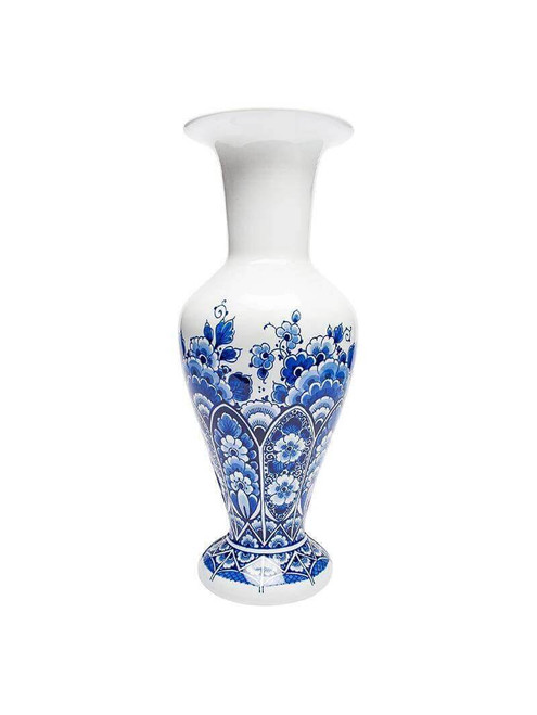 Vaas - Bloemmotief - Slank - Handgeschilderd - 37 cm