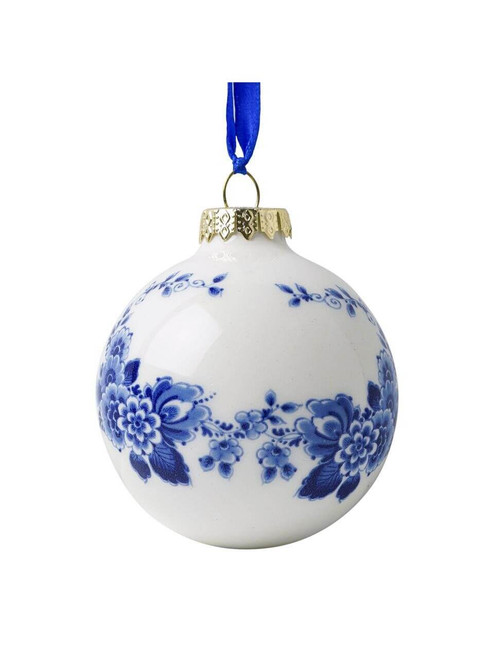 Kerstbal DIY - Delfts blauw - Keramiek - 7 cm