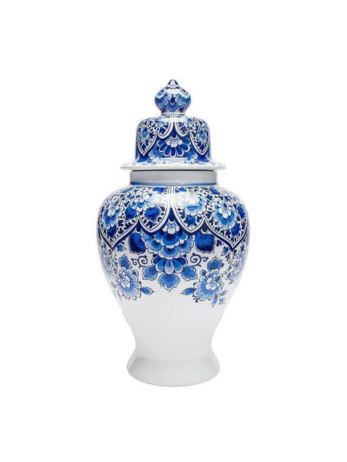 Dekselpul - Bloemmotief - Handgeschilderd - 33 cm