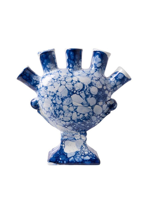 Tulpenvaas Bubble Blue - Hartvormig - Handgeschilderd - 26 cm