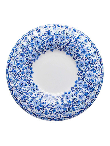 Wandbord Bloemmotief - Ribbel - Handgeschilderd - 26 cm