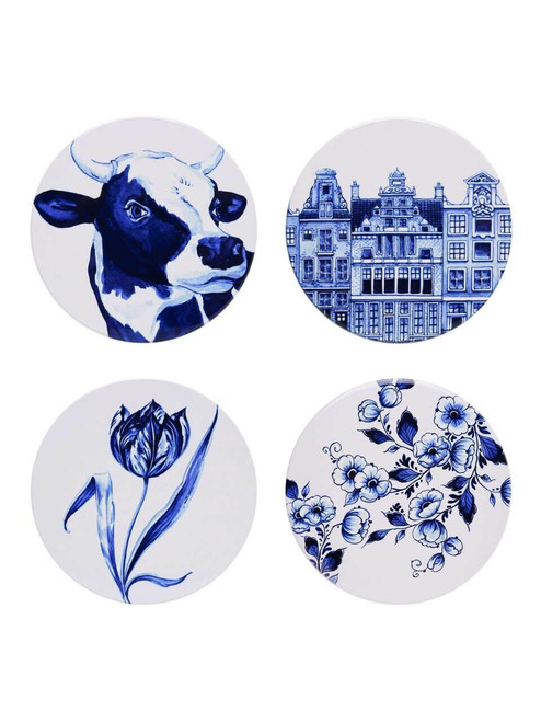 Onderzetters Typisch Hollands - Rond - Keramiek - set van 4