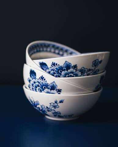 Yoghurtschaal Paauw blauw - Porselein - 14 cm - 4 stuks