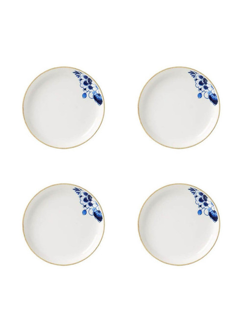 Gebaksbord Blauw Bloesem - Porselein - 15 cm - 4 stuks