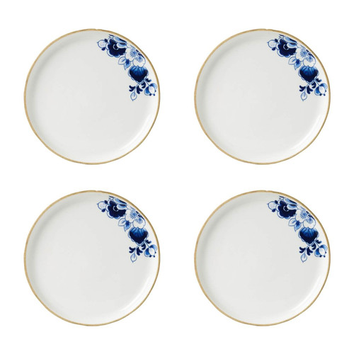 Ontbijtbord Blauw Bloesem - Porselein - 21 cm - 4 stuks