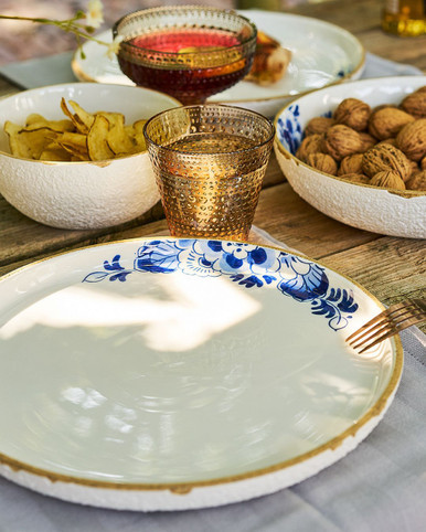 Dinerbord Blauw Bloesem - Porselein - 28 cm - 4 stuks