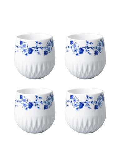 Koffiemok Blauw Vouw - Porselein - 200 ml - 4 stuks