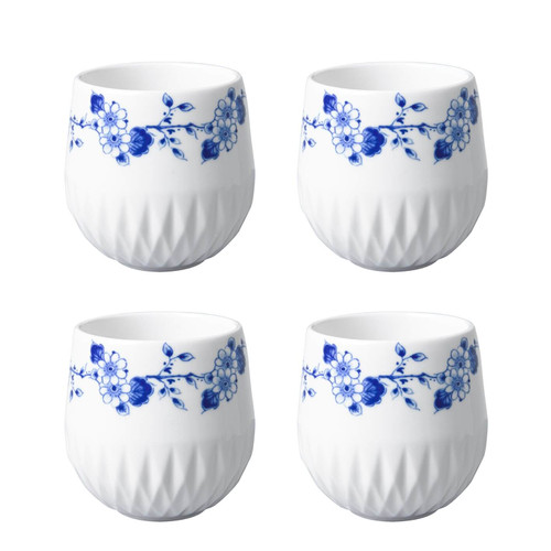 Koffiemok Blauw Vouw - Porselein - 200 ml - 4 stuks