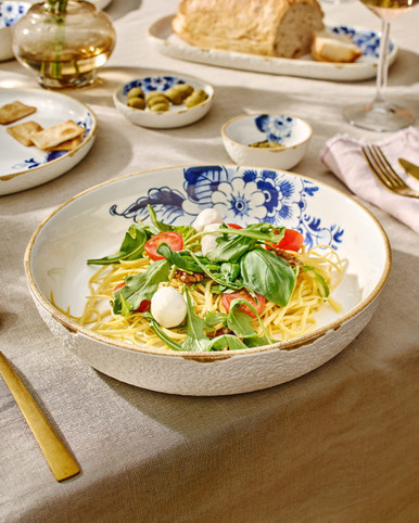 Pasta Plate Blauw Bloesem - Porcelain - 24 cm - Set of 4