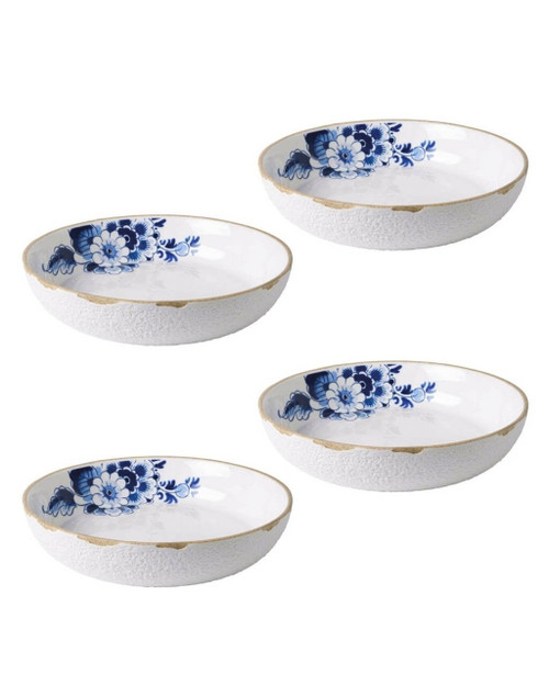 Pastabord Blauw Bloesem - Porselein - 24 cm - 4 stuks
