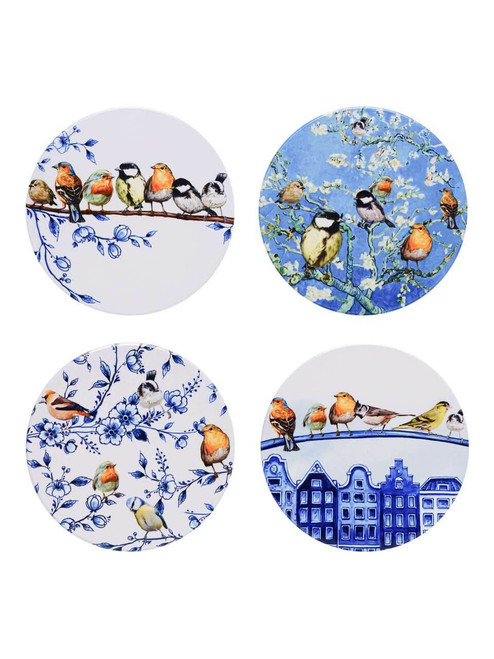 Onderzetters Bosvogels - Rond - Keramiek - set van 4