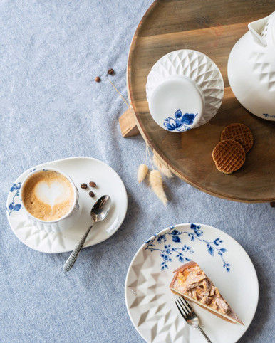 Breakfast Plate Blauw Vouw - Porcelain - 21 cm - Set of 4