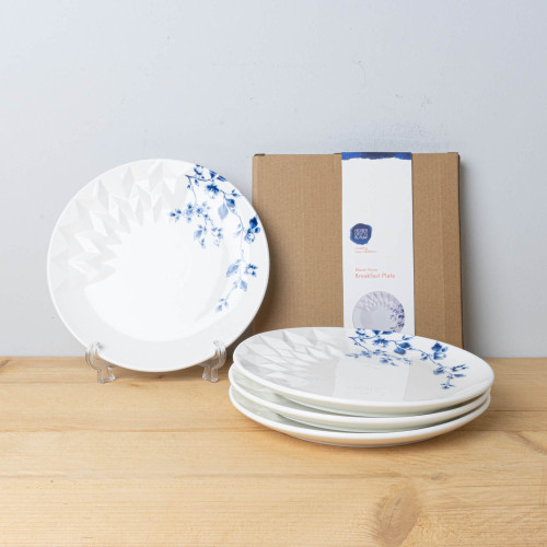 Ontbijtbord Blauw Vouw - Porselein - 21 cm - 4 stuks