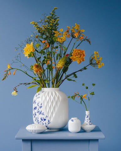 Vazenset Blauw Vouw - Porselein - set van 4
