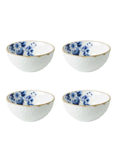 Yoghurtschaal Blauw Bloesem - Porselein - 175 ml - 4 stuks