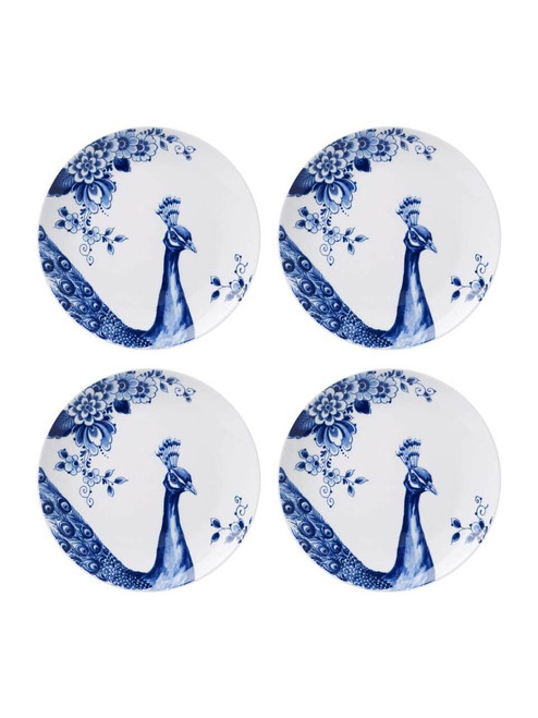 Ontbijtbord Paauw Blauw - Porselein - 19 cm - 4 stuks