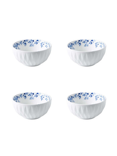 Dip Bowl Blauw Vouw - Porcelain - 200 ml - Set of 4