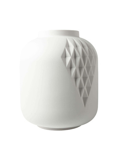 Vase XL Blauw Vouw - Matte White - 25 cm
