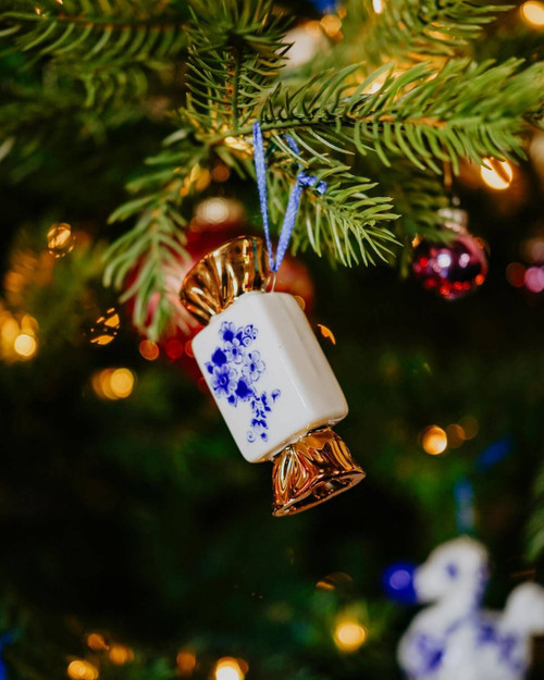 Kerstornament toffee goud - Keramiek - 7,5 cm