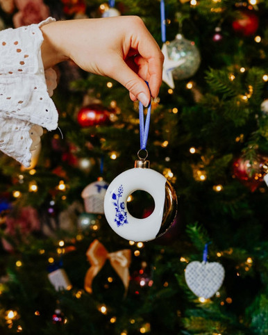 Christmas ornament donut - Ceramic - 8 cm