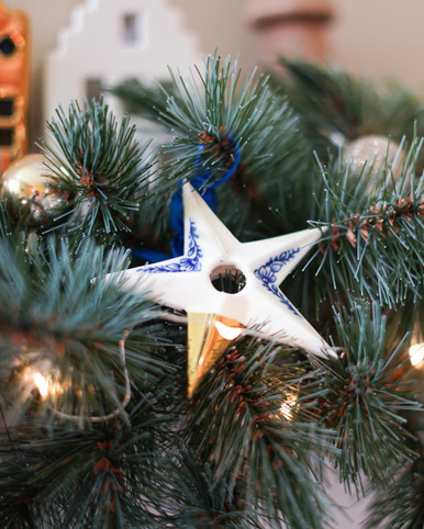 Kerstornament ster 5 - Keramiek - 8,5 cm