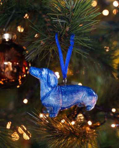 Kerstornament Teckel Nhaan zittend - Keramiek - 7 cm